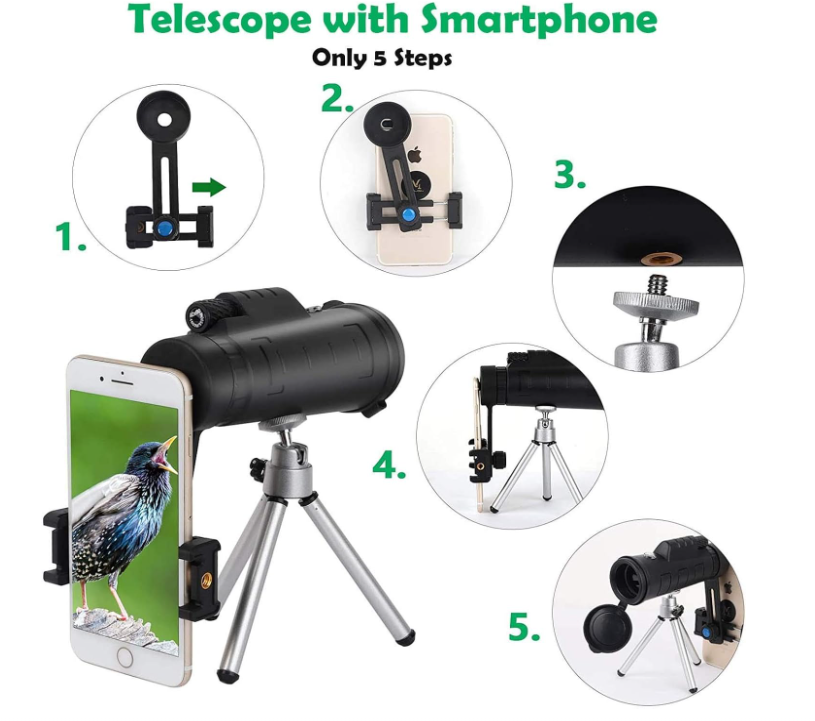 TELESCOPIO DE ALTA DEFINICIÓN CON TRÍPODE